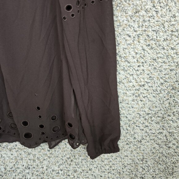 Michael Kors Top Womens Small Brown Sheer Keyhole Button Blouse Casual Ladies - Picture 2 of 7